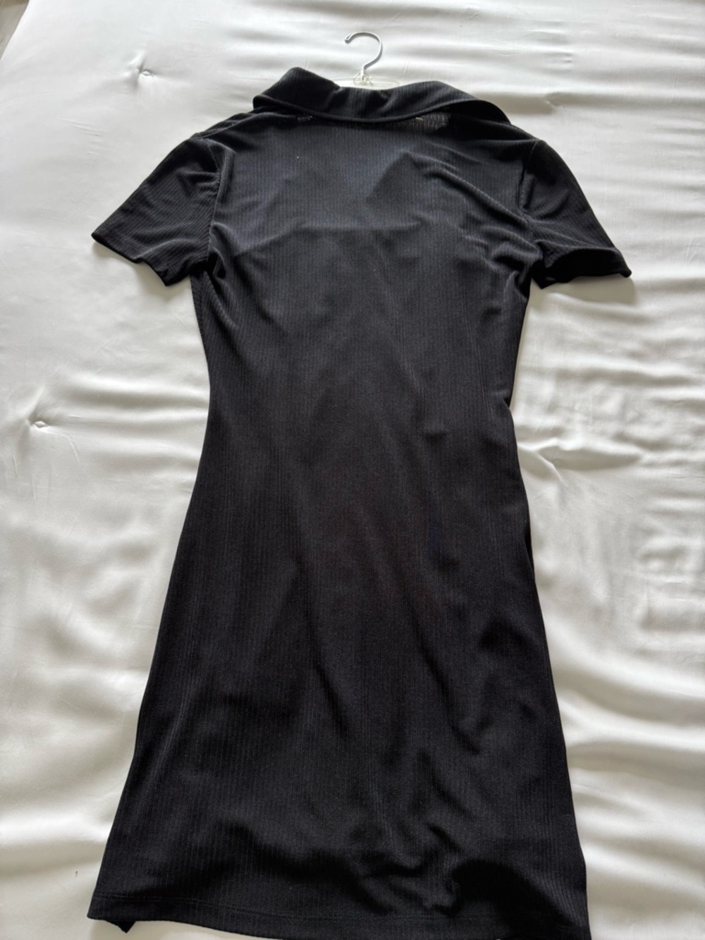 Wayf Black Ruched Button-Front Polo Mini Dress - Picture 2 of 3